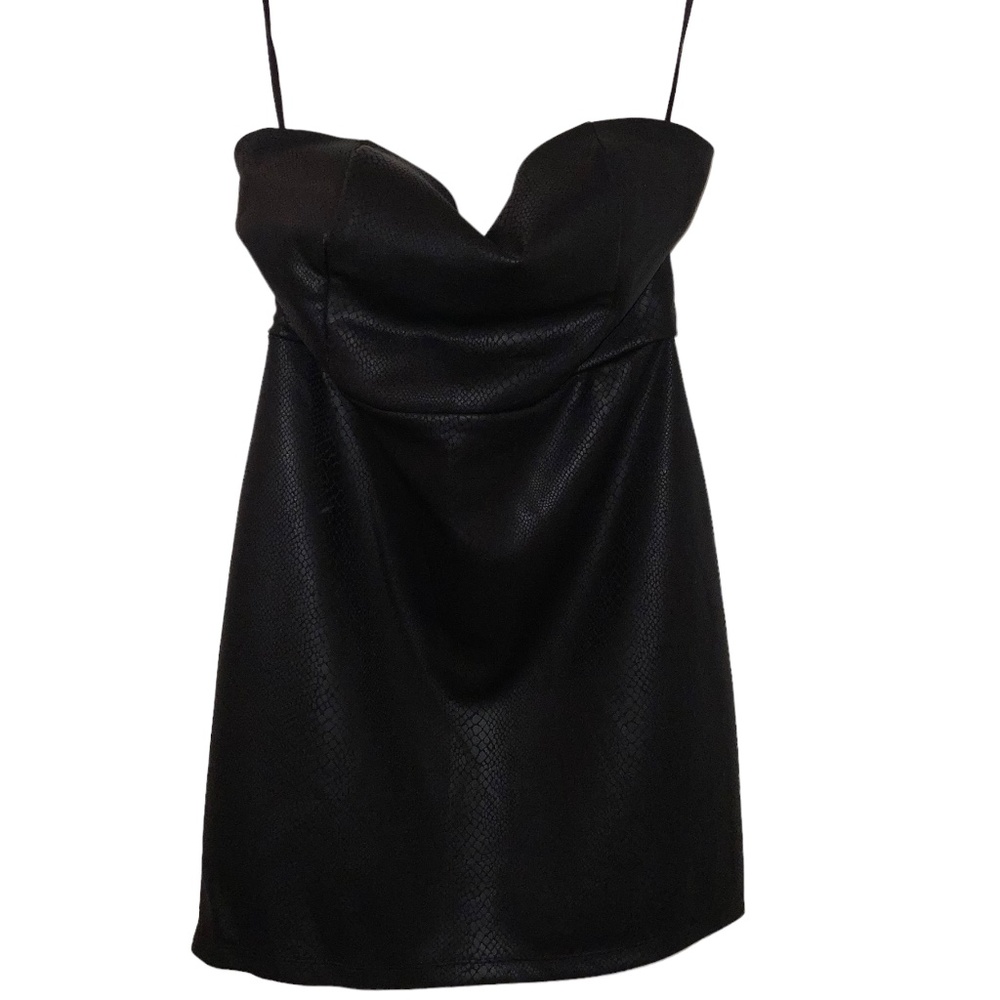 BEBE Snakeskin-Embossed Strapless Dress